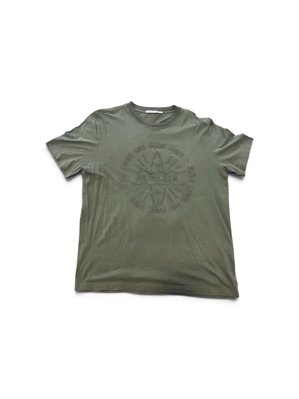 Moncler Olive Embossed Logo Short Sleeve Tee
